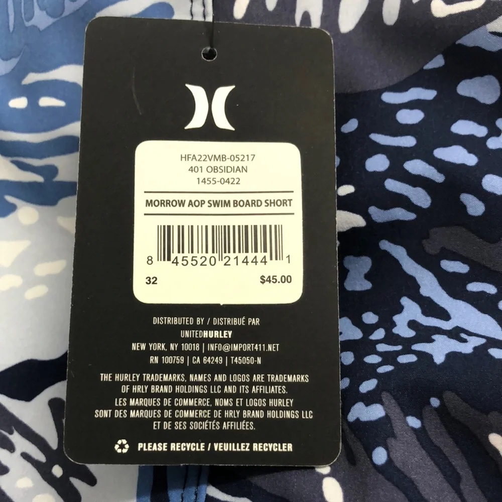 Hurley Men's Blue Patterned Board Shorts - Picture 9 of 15